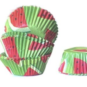 Watermelon Cupcake Summer Party Decor Holders -150 Mini Muffin Baking Cup Liners